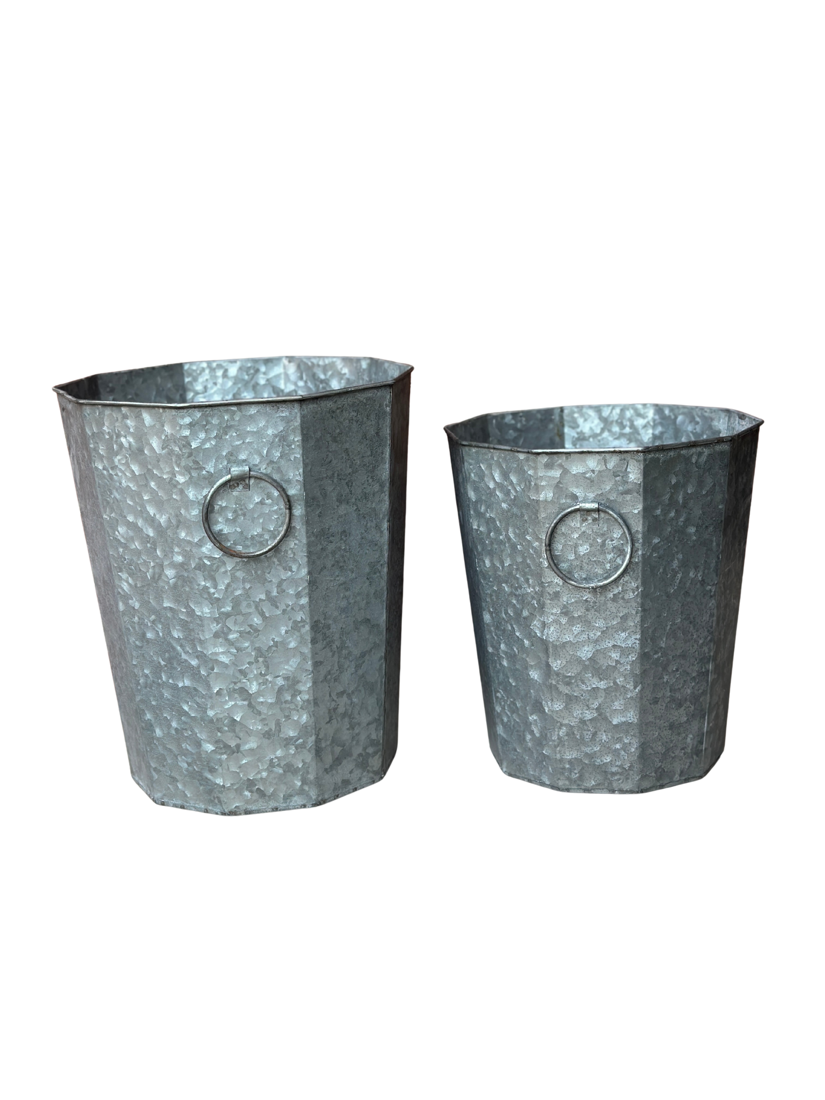 Vagabond Vintage – wholesale Plant pot – Beveled Zinc Planters With Handles2