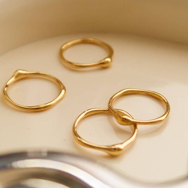 Rowena 18K Gold Non-Tarnish Minimalist Band Rings for wholesale on Faire