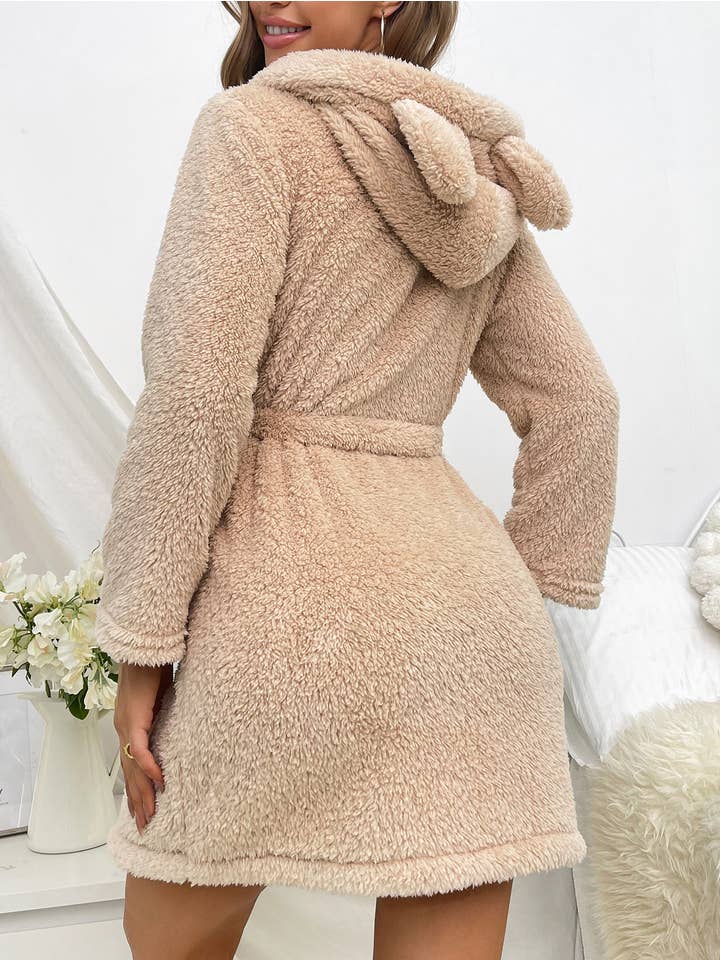 khaki Flannel bathrobes ladies robe loungewear for wholesale on Faire
