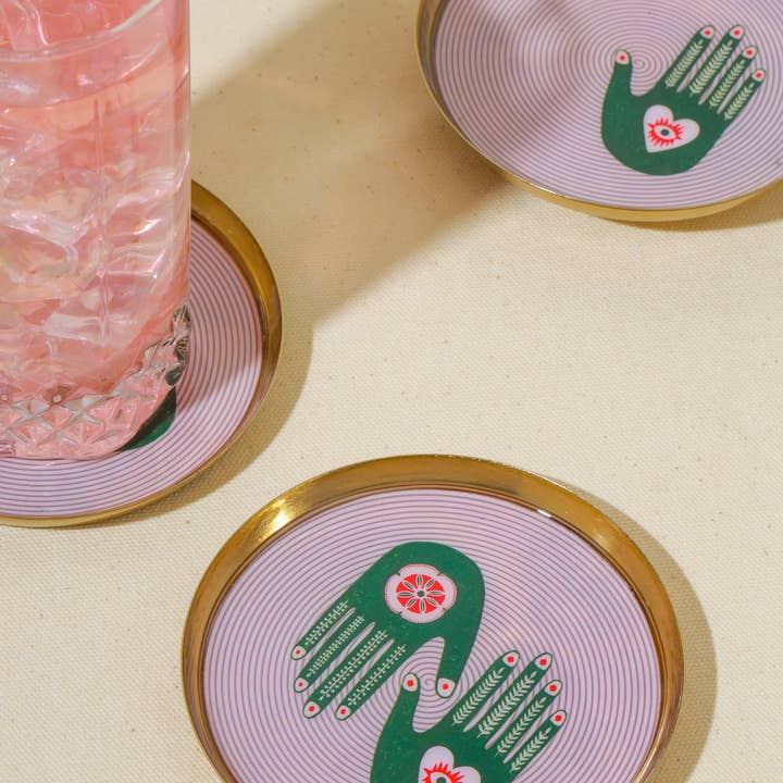 Mystical Hands Metal Coaster Set for wholesale by Tiramisu