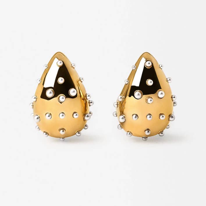 HoopLa - Venta al por mayor Pendientes de aro - Icono Gota de Lágrima-Acero Inoxidable y CZ15