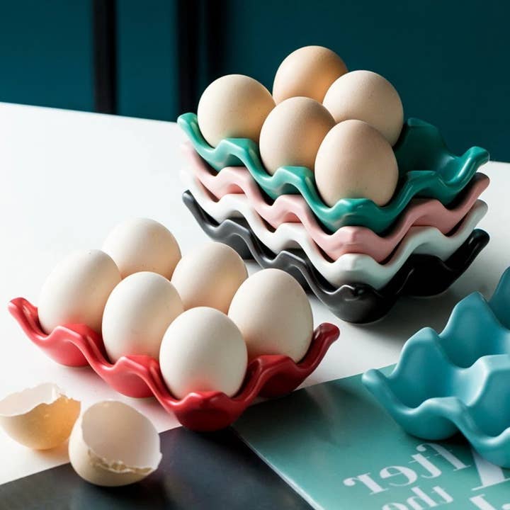 Homerely - Wholesale Egg Cup/Holder - Ceramic 6 Grids Egg Holder