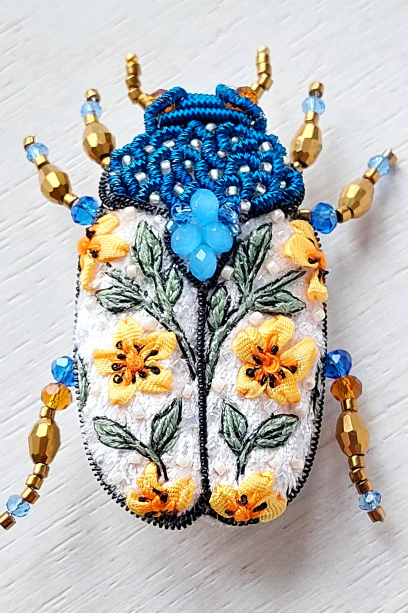 BeadSplendour - Vente Broches - Broche scarabée Broche coléoptère Broche perlée Insecte broche6