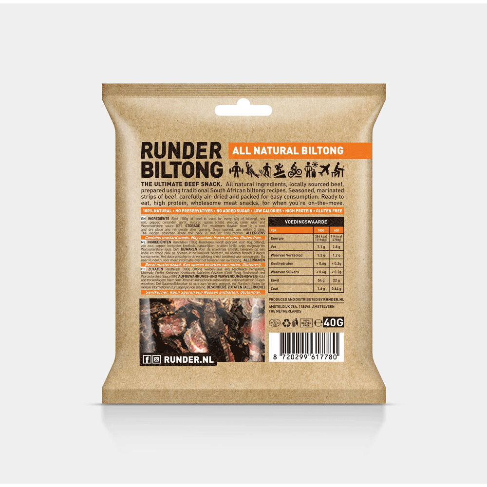 Runder Biltong – wholesale Jerky – Runder Biltong Smokey BBQ 40g 1
