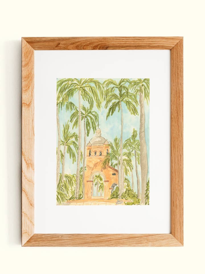 Watercolor Church Casa Santander Fine Art Print for wholesale by Lau Monart