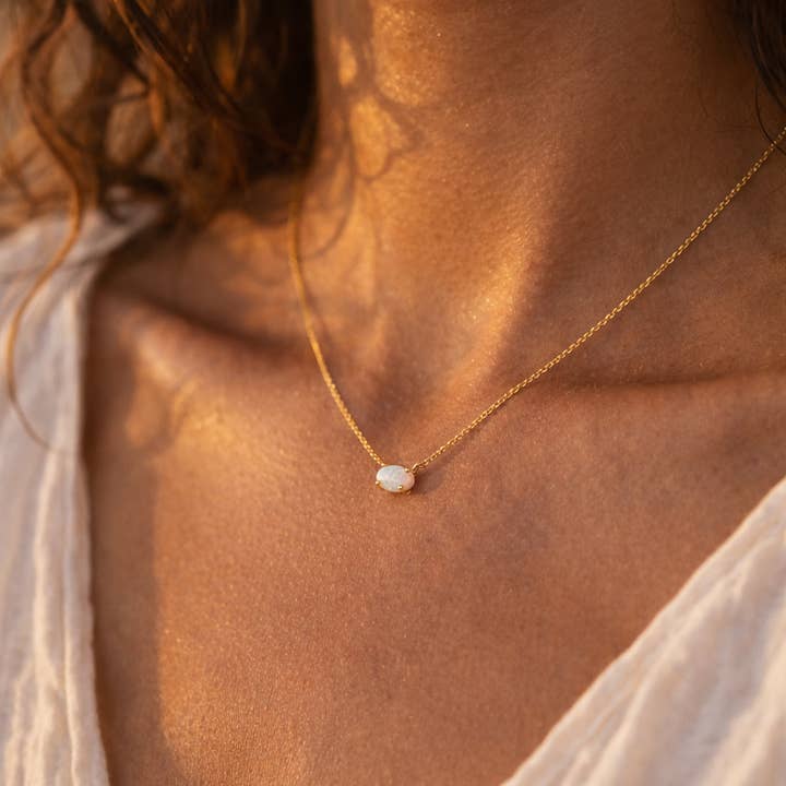 Mini Oval Opal Necklace for wholesale by Mesa Blue