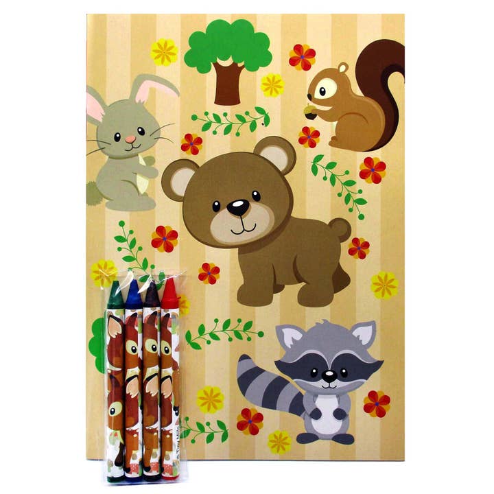 Tiny Mills - Vente Livre de coloriage et d'activités pour enfants et bébés - Lot de livres de coloriage pour animaux des bois avec des crayons de fête4