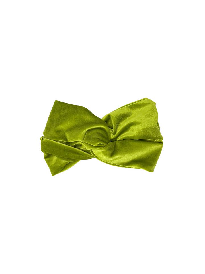 Lime green velvet headband per la vendita all'ingrosso da parte di Tétè Accessories