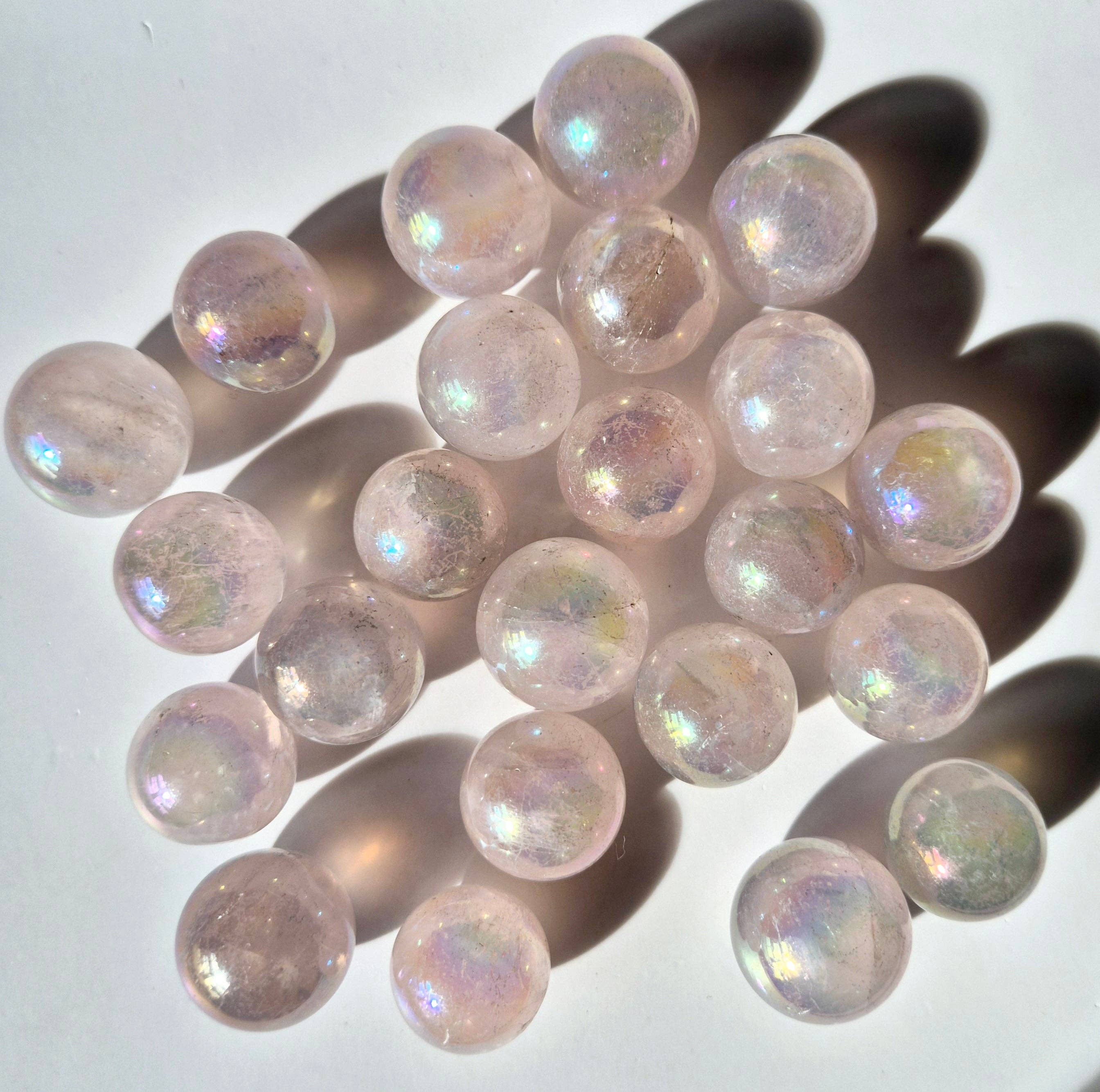 Moonlight Gemstones – wholesale Andlig sten/kristall – Rosenkvarts Angel Aura Boll – 2-3 cm Ädelstenssfär1