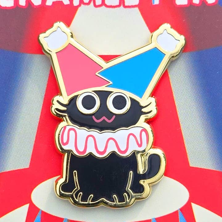 Clown Black Cat Enamel Pin for wholesale by Maofriends