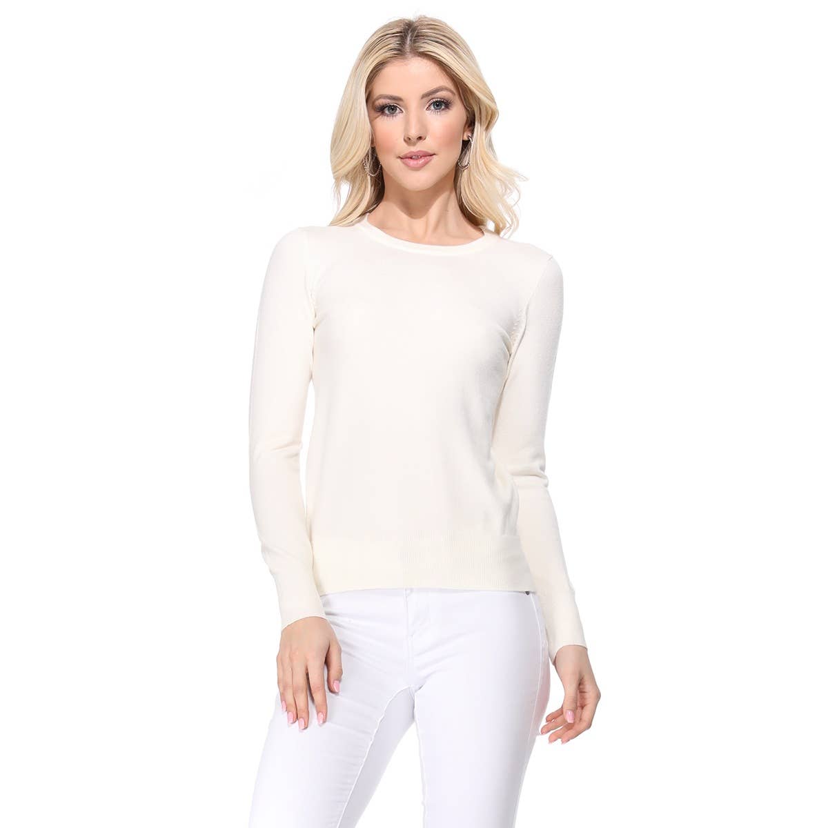 Mak – Engroshandel Pullover - Dame – Langærmet Crewneck blød strik sweater pullover MK55009