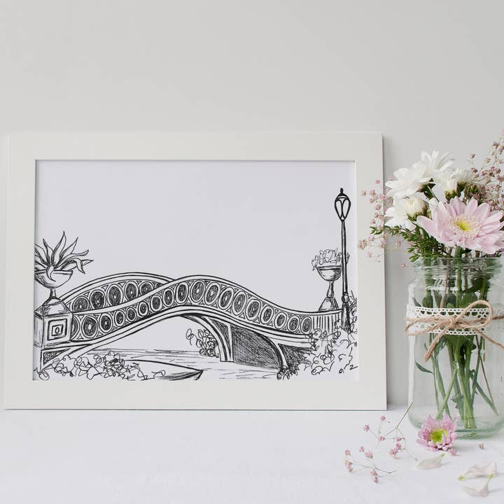 Impression d'art de Central Park Bow Bridge - Collection New York pour la vente par Pineapple Street Designs