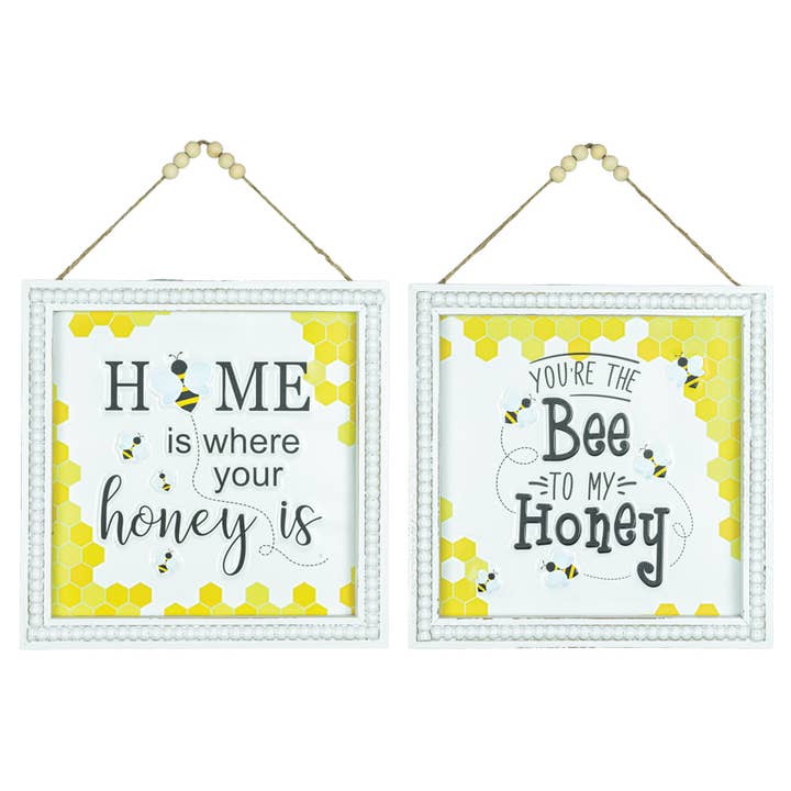 Honeybee Spring Sign, 2 Assorted for wholesale by Hanna's Handiworks