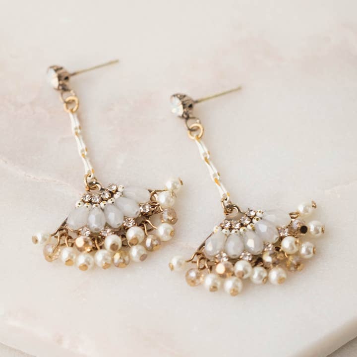 Magnolia Fan Drop Earrings | Fan Earrings | Dangle Earrings for wholesale by Lover's Tempo Jewelry