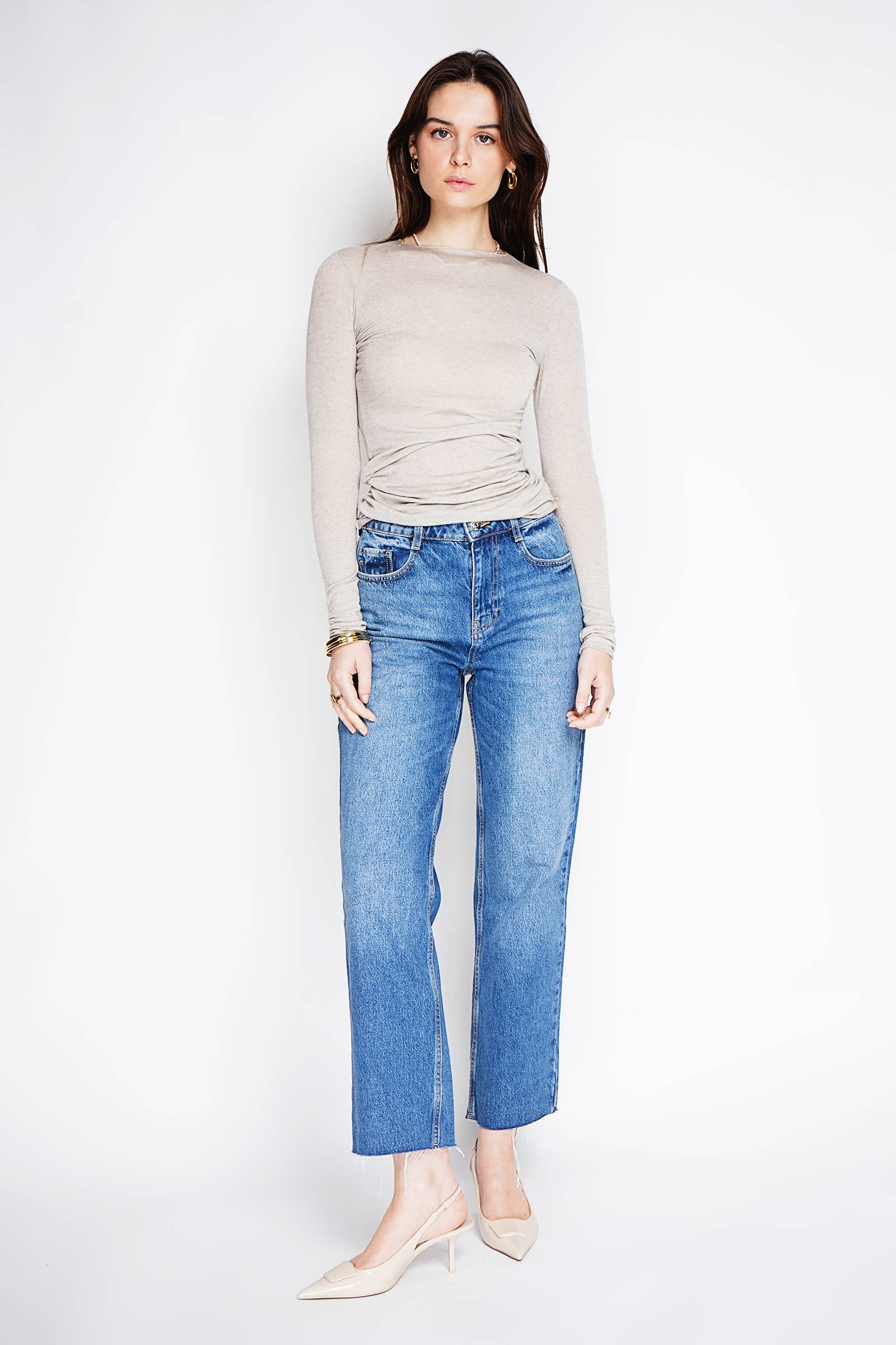 NOELINE - Wholesale Knit Sweater - Women's - Cashmere round neck long sleeve t-shirt 088869