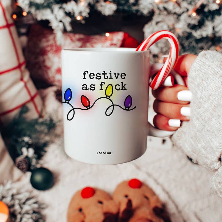 coco+bie designs - Wholesale Coffee Mug - Festive As F - Funny Christmas Lights Mug, Sassy