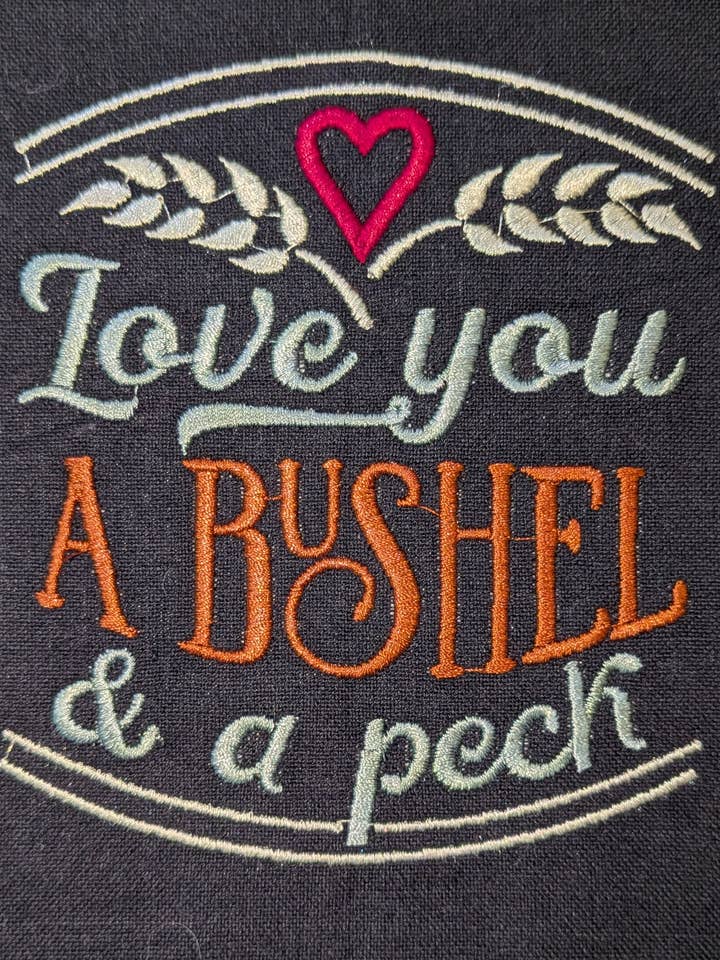 Bushel and a Peck Embroidered Tea Towel for wholesale by Red Mitten