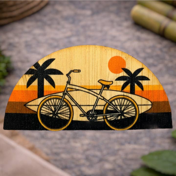 Bicycle w/ Surfboard for wholesale by Bamboo Wood Stickers