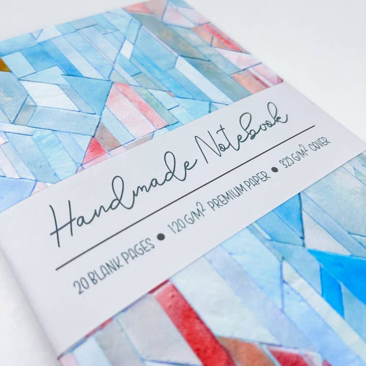 Art by Erica H & Rebel Stitchers - Wholesale Notebook - Handmade Staple Bound Notebook - Geometric Tiles - Style 25