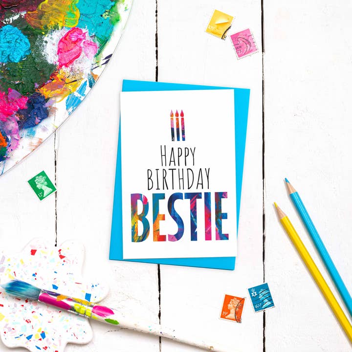 size3art - Wholesale Birthday card - Bestie Birthday Card with Coloured Envelope2