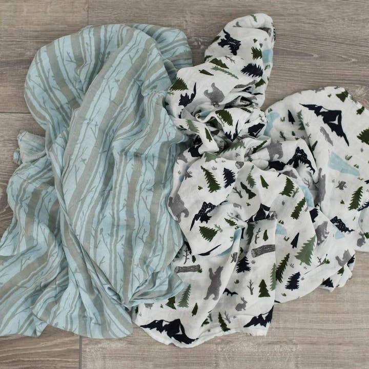 Graced Soft Luxuries - Wholesale Swaddle - Baby - 2-Pack Woodland Forest Bamboo Muslin Swaddle Blankets