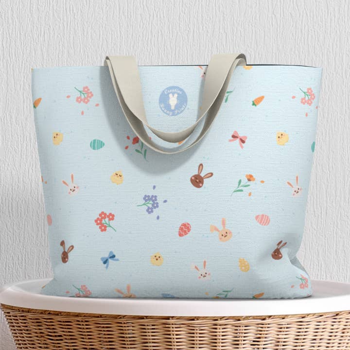 Be hoppy Deluxe Tote Bag for wholesale by Creative Bunny Prints