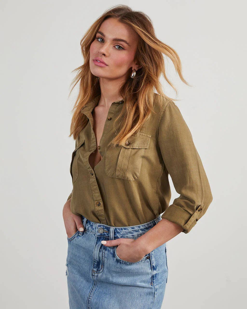 Marayn - Wholesale Button Down Shirt - Women's - Chic 2025 European Fall Casual Denim Shirt Women9