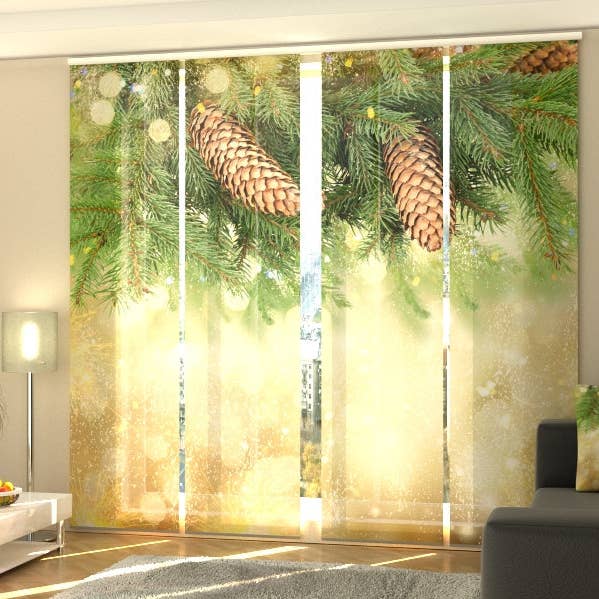 Set of 4 Panel Curtains Golden Christmas Decorations for wholesale by IlyDecor