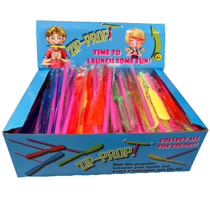 Zip-Prop Luftpropellerleksaker, 100 stycken i 4 färger för wholesale av Texas Toy Distribution