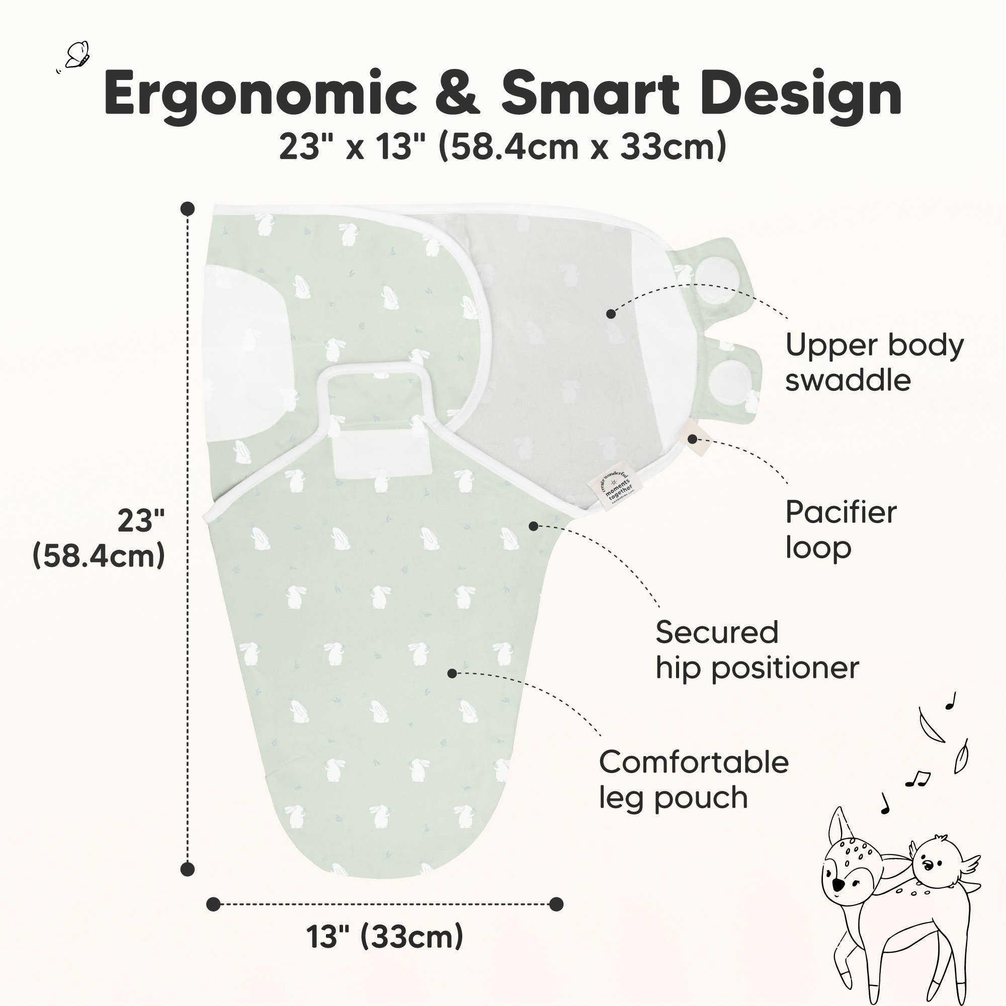 Lapins Lot de 3 langes Soothe pour bébés de 0 à 3 mois, sac de couchage pour nouveau-nés en vente sur Faire3