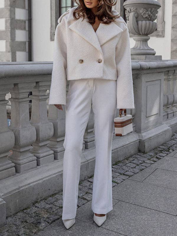 Sheer Trend - Wholesale Coat - Women's - Long Sleeves Loose Split-Joint Peter Pan Collar Outerwear6