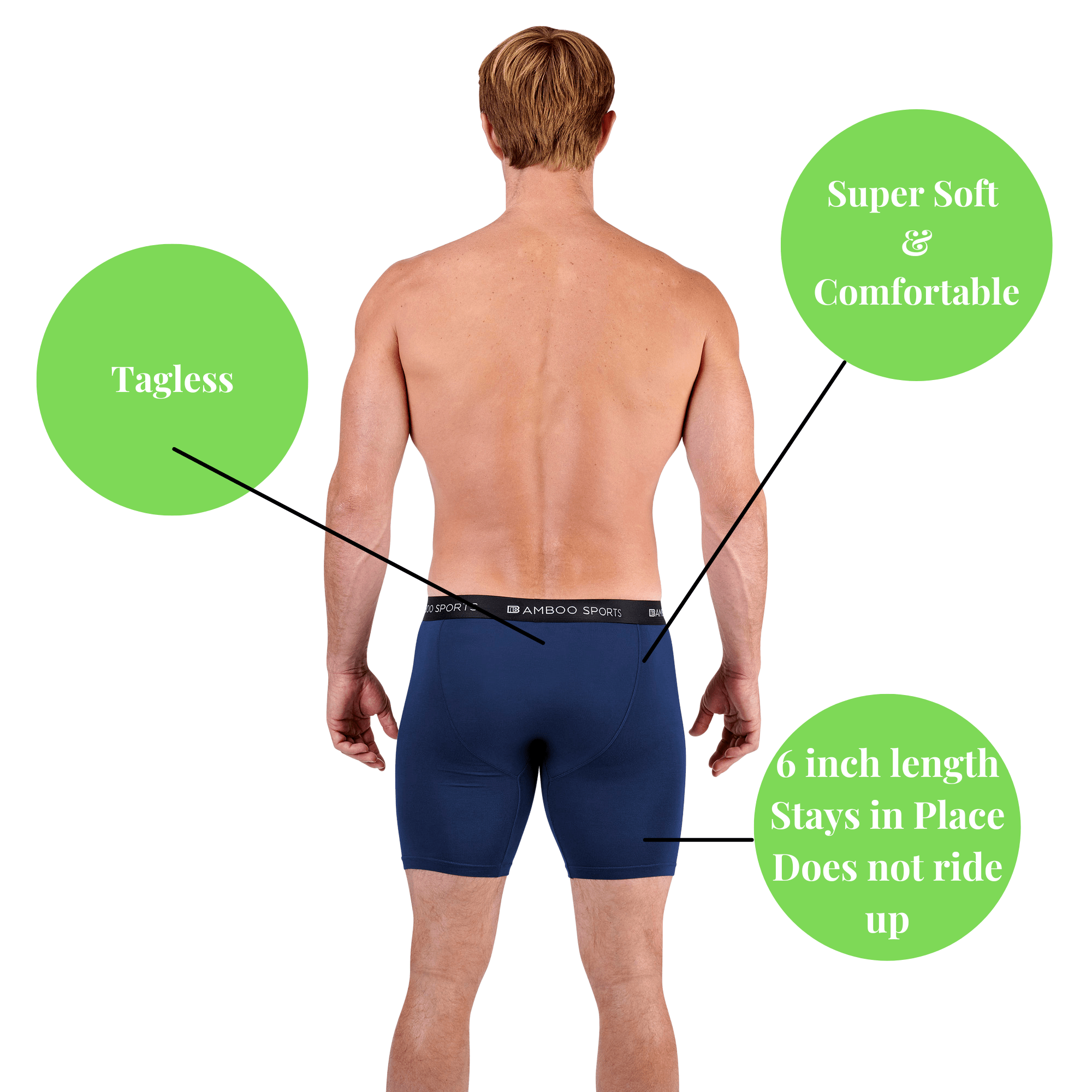 Bamboo Sports - Vendita all'ingrosso Intimo - Uomo - Boxer da uomo in rayon di bambù con cuciture interne da 15,2 cm, confezione da 412