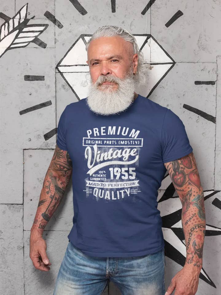 ULTRABASIC - Graphic Men's 1955 Aged to Perfection Birthday Gift T-Shirt for wholesale by ULTRABASIC