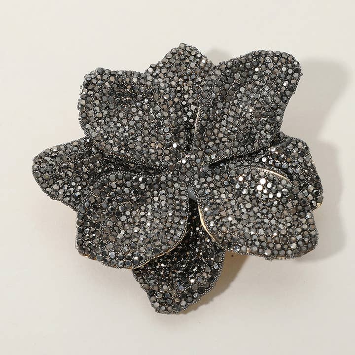 Sensibling Corp. - Wholesale Brooch - Stone Paved Flower Pin Brooch / Alligator Snap Hair Clip9