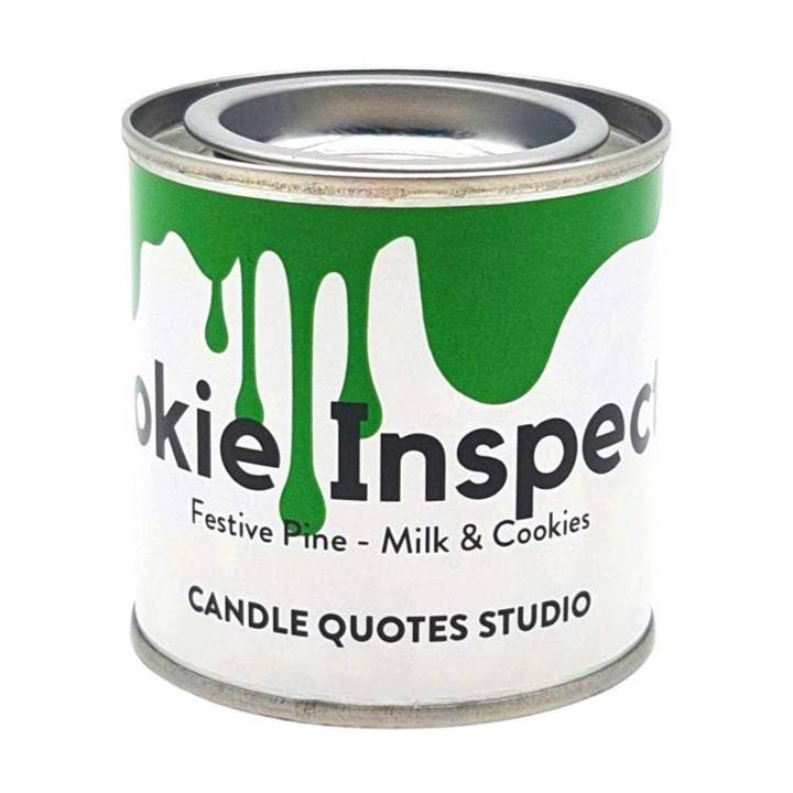 Bougie en étain Woodwick parfumée au biscuit de Noël pour la vente par Candle Quotes Studio
