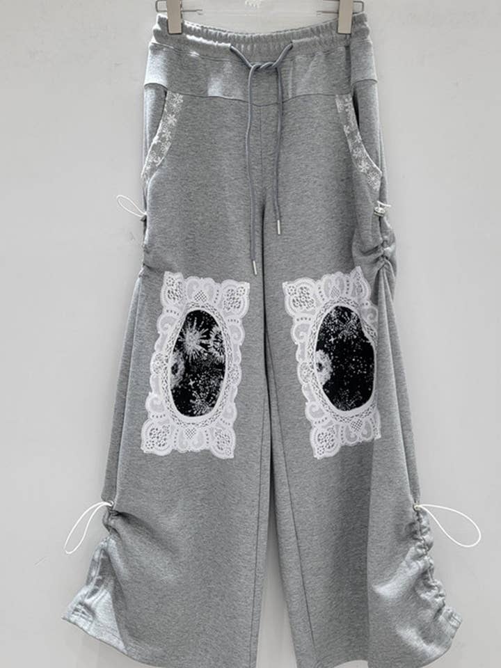 Pantalones Casuales de Pierna Ancha con Detalle de Encaje para venta al por mayor de Mccolin