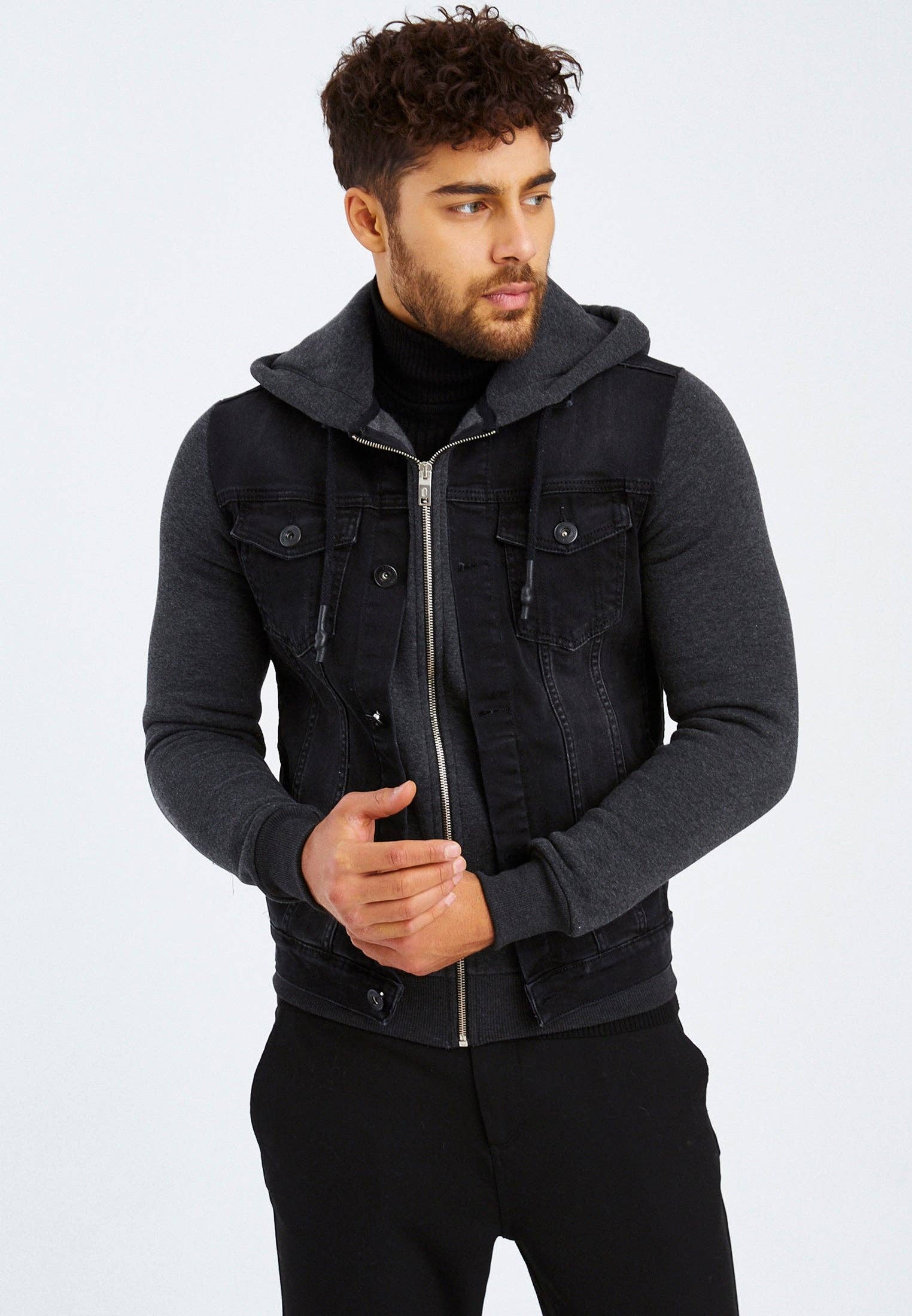 Leif Nelson GmbH - Wholesale Jacket - Men's - Men's Denim Jacket Hood LN-575712