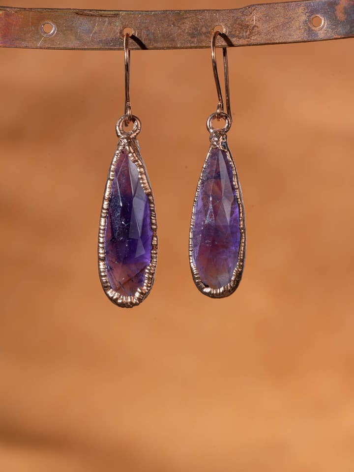 Amethist Oorbellen in Koper voor wholesale door Silver Coast Designs