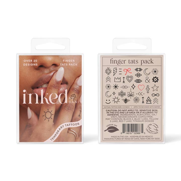 Finger Tats Temporary Tattoo Pack for wholesale by INKED by Dani