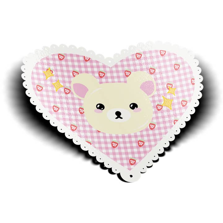 HVID BJØRNEHJERTE VINYLKLISTERMÆRKE - BLANK & GLIMMER for engroshandel hos Usagi x Usagi, LLC