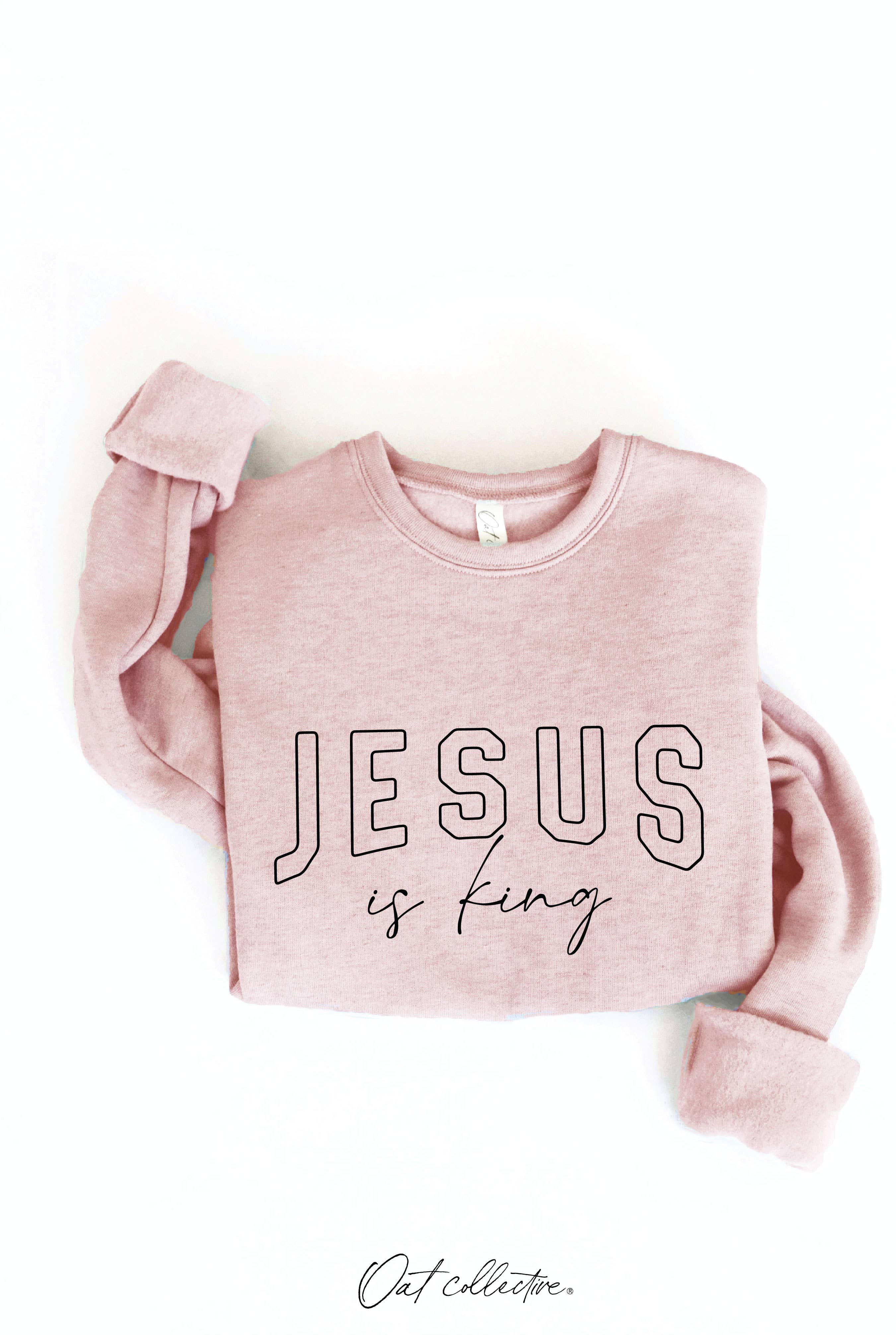 OAT COLLECTIVE – Engroshandel Grafisk Sweatshirt - Dame – JESUS IS KING grafisk sweatshirt - afslappet pasform5