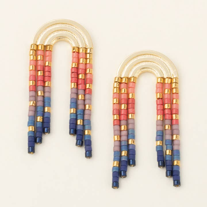 Chromacolor Miyuki Rainbow Fringe Earring - Multi/Gold for wholesale by Scout Curated Wears