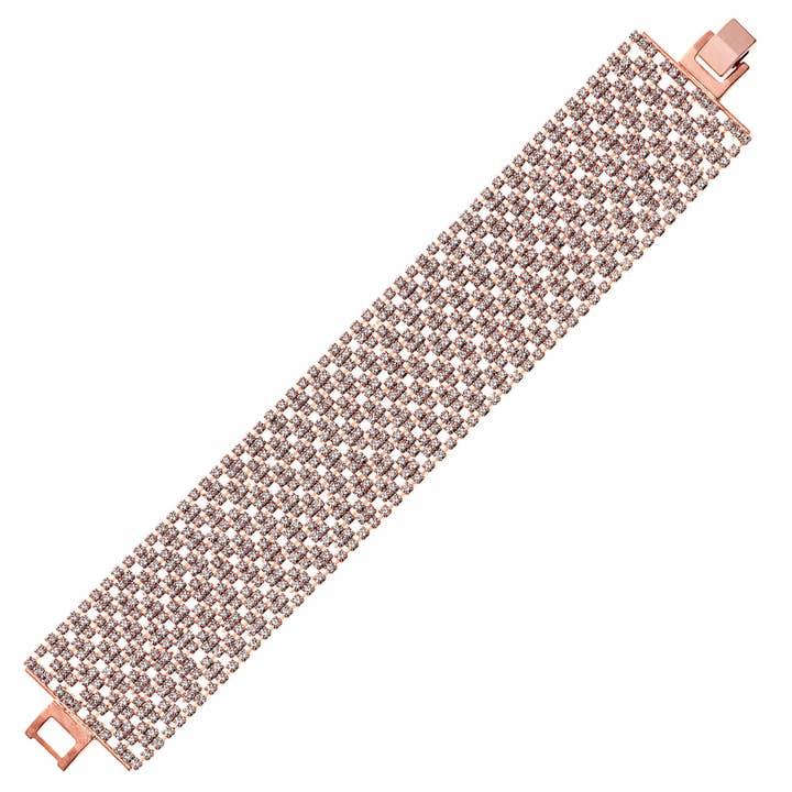 Rose guld pläterad 31mm armband med vit kristall Argyles för wholesale av Luxe on Main LLC