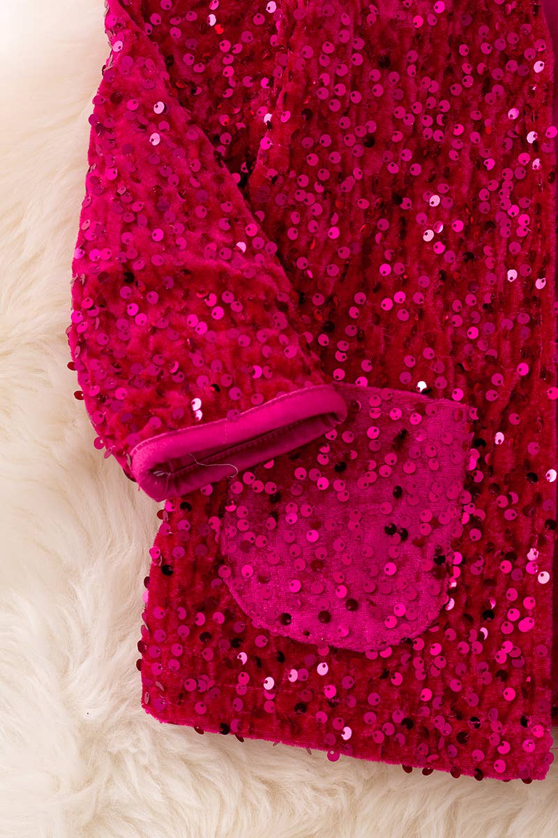 Kids Charm Online - Vente Cardigan – enfant - Cardigan à sequins fuchsia avec poches. TPG41225 NAY2