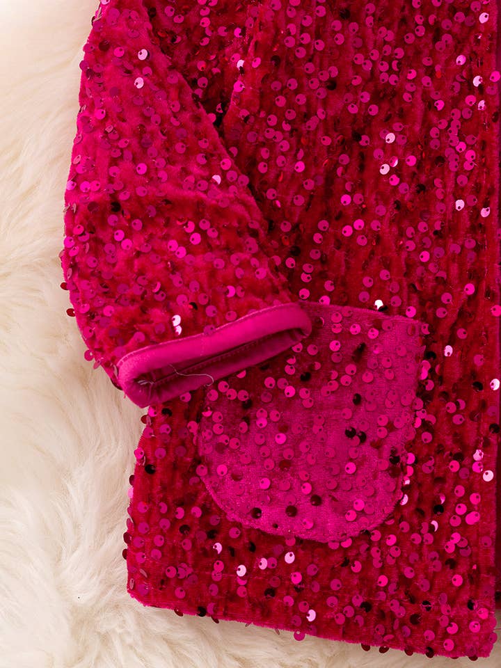 Kids Charm Online - Vente Cardigan – enfant - Cardigan à sequins fuchsia avec poches. TPG41225 NAY2