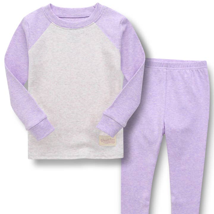 New Melange raglan Purple Boys Girls Long Sleeve PJs for wholesale by Vaenait Baby