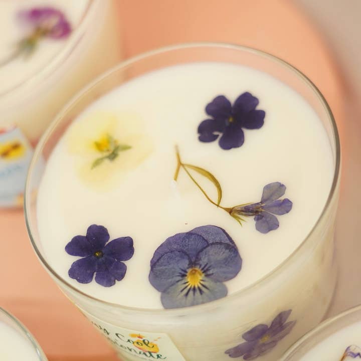 Frasco de vela de cera de soja de flor seca 7.5oz por atacado de Carol Cao