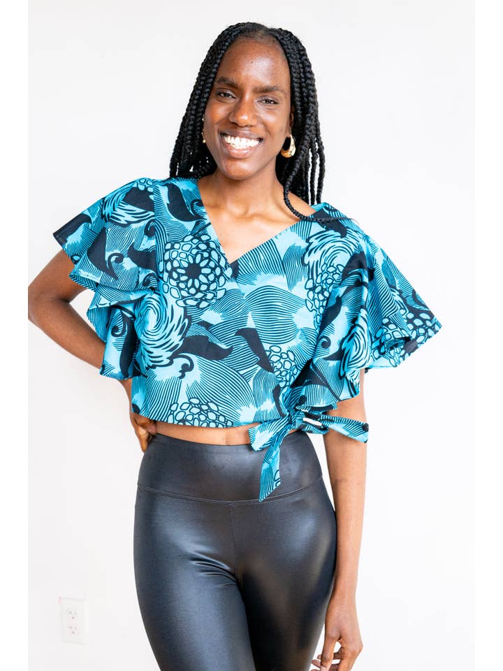 Amooti Store - Wholesale Blouse - Women's - Wrap Blouse Kisoro - butterfly sleeves3