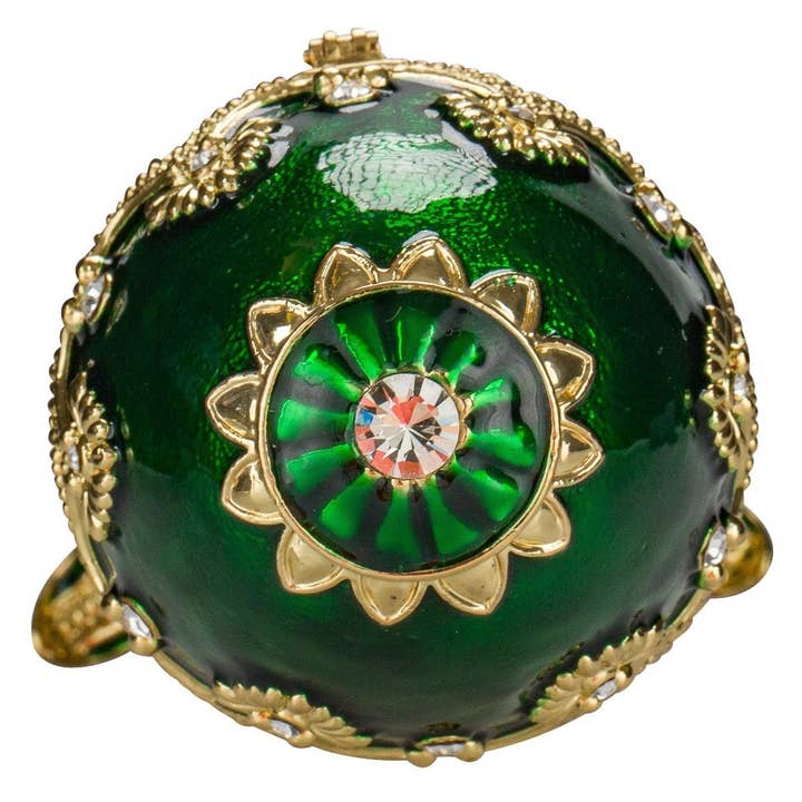 danila-souvenirs – Engroshandel Bordpynt – Fabergé æg musik smykkeskrin med fe-figur grøn