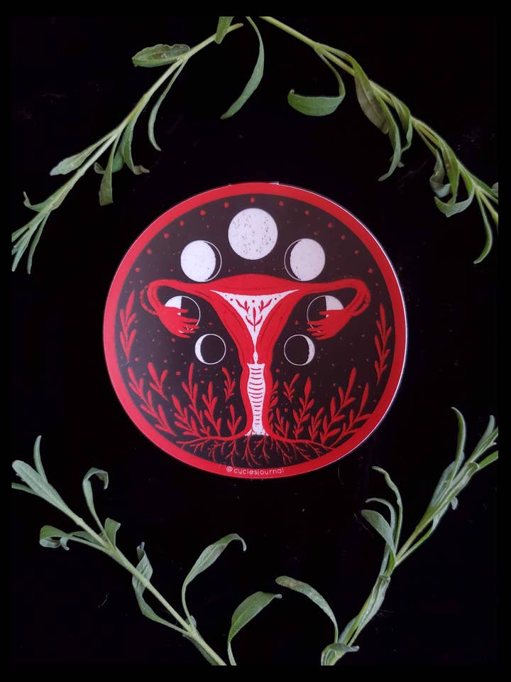 Moon Womb Phases Vinyl Cycles Sticker for wholesale by Cyclical Roots by Rachael Amber